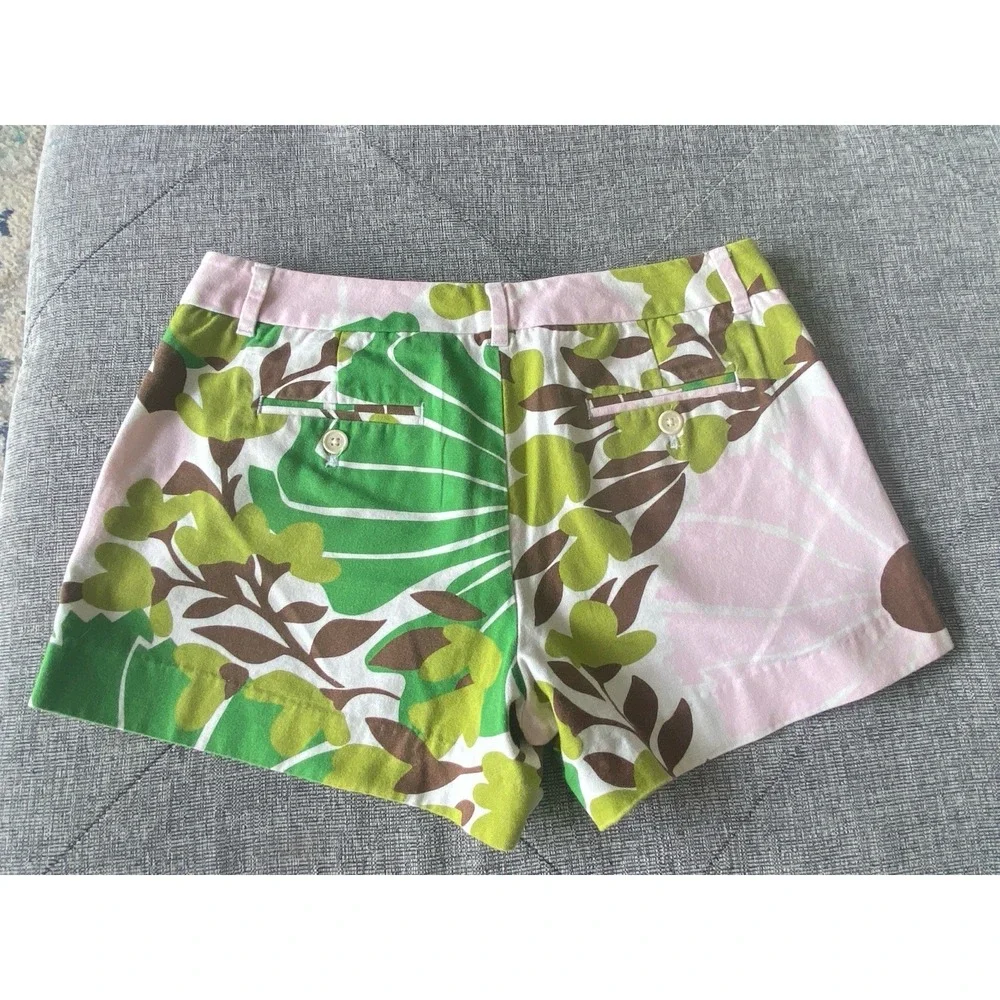 J.Crew VTG 2005 Tropical Print Preppy Pink Green Shorts Low Fit Sz 2 - Picture 2 of 6